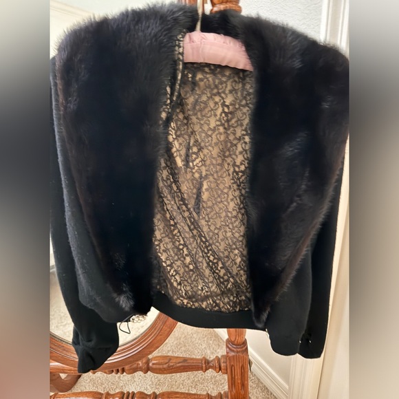 COPY - Vintage 50’s Mink Collar Wool Blend Cardigan Med Black - Picture 5 of 8